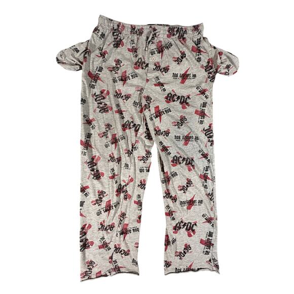 VTG AC/DC For Those About To Rock We Salute You Pajama Pants All Over Print Gray - Picture 1 of 6